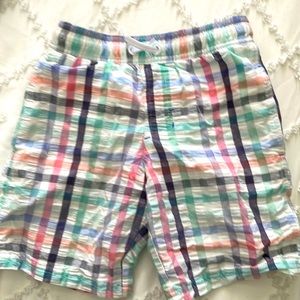 Cat and Jack boys gingham swim trunks size small 6/7 -lightly worn